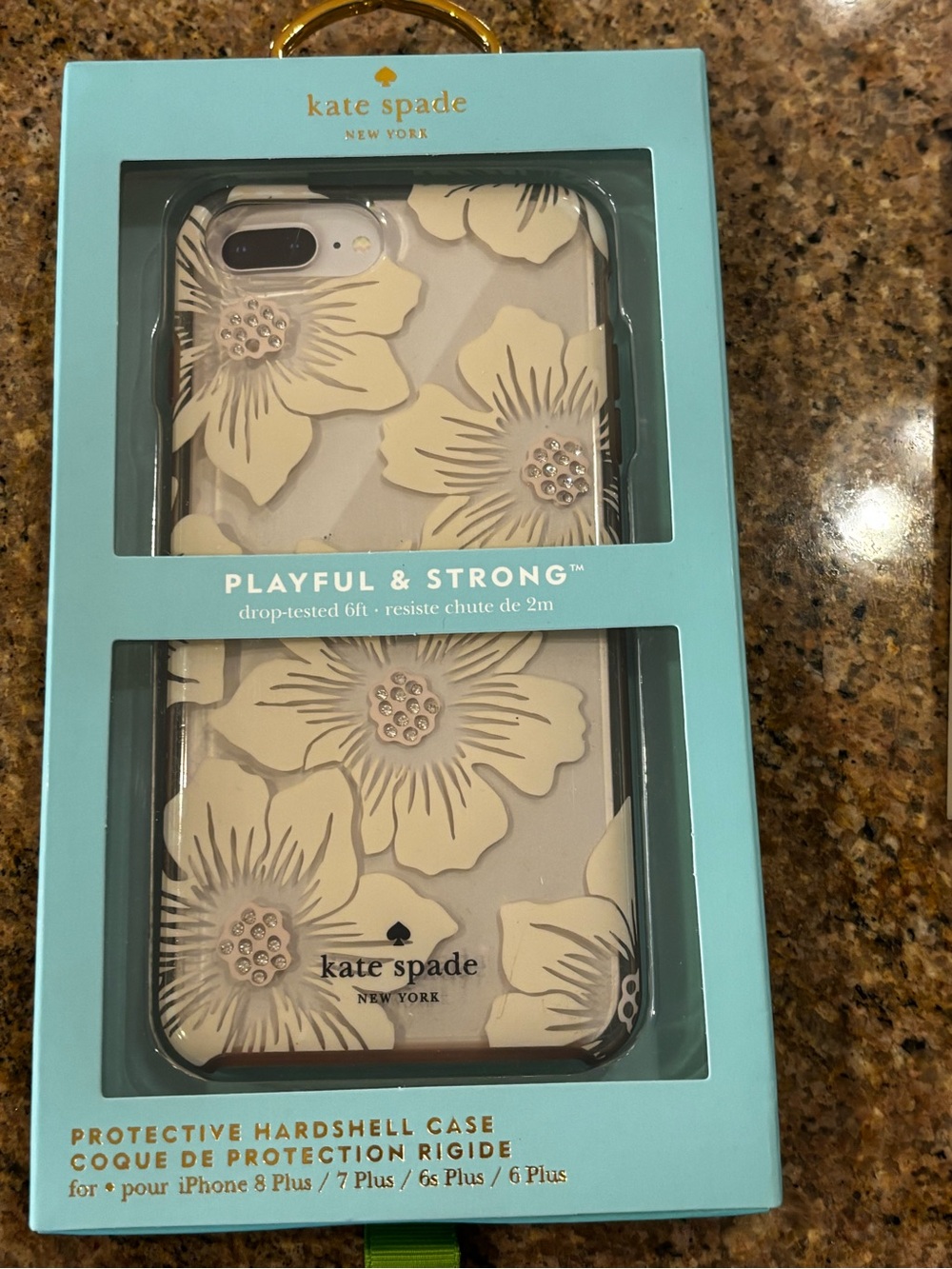 kate spade Beige Floral Rhinestone Hardshell Phone Case